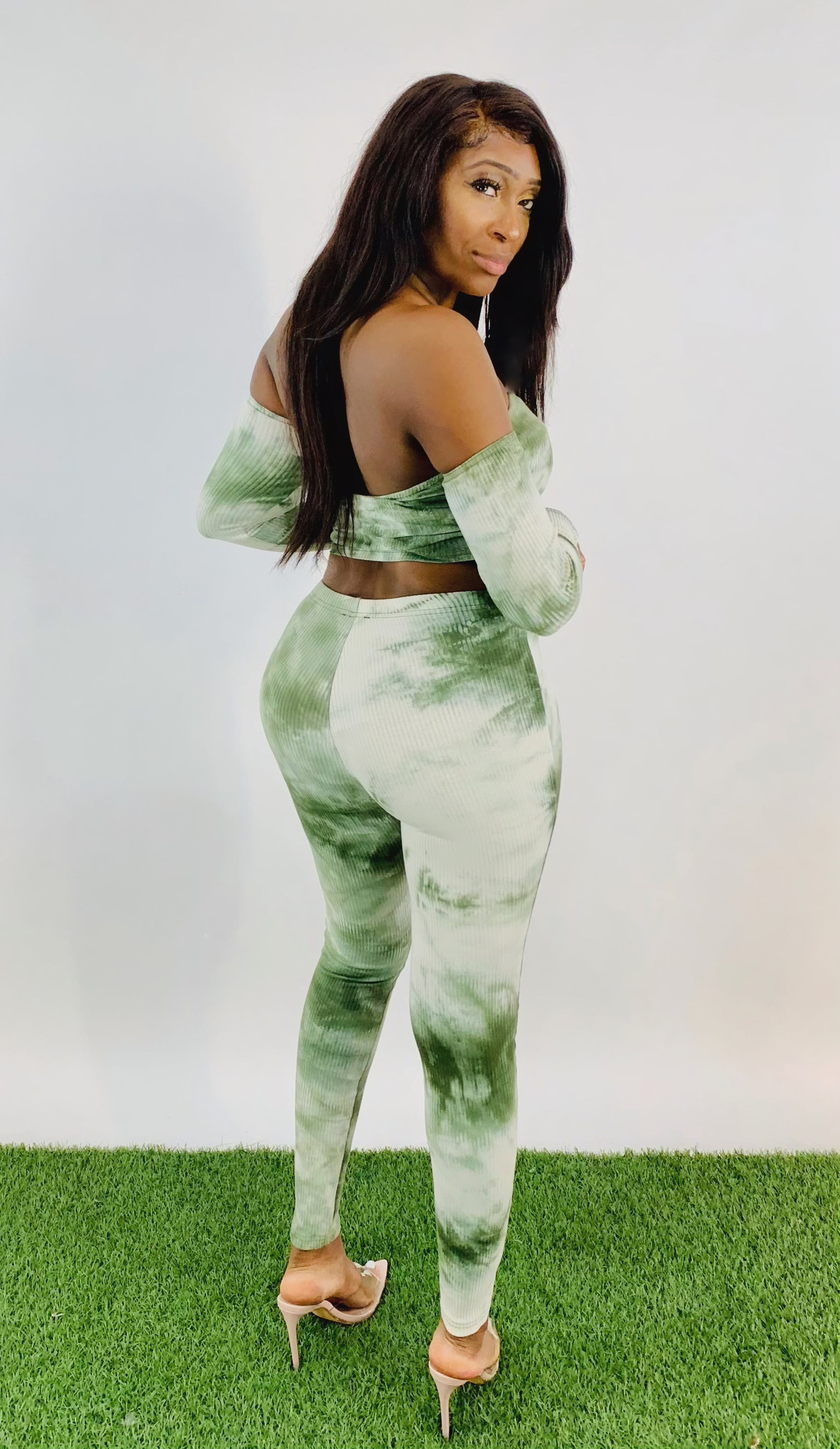 Fitted Green Tie Dye-Set